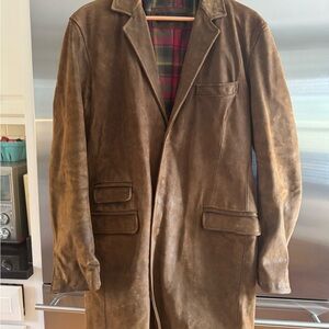 DSQUARED Brown Leather Trench Coat